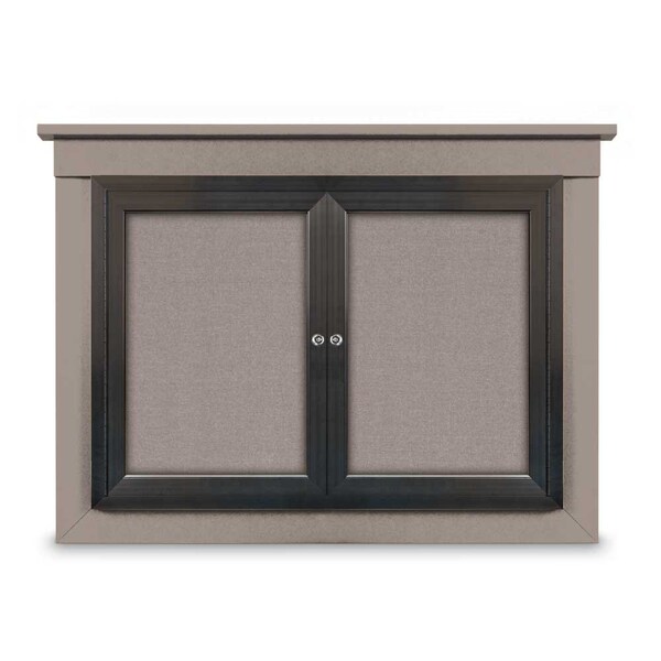 24"x36" 1-Door Enclosed Letterboard, Burgundy Vinyl/Lt Oak
